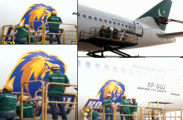 PIA paints Karachi Kings’ logo on their airplanes